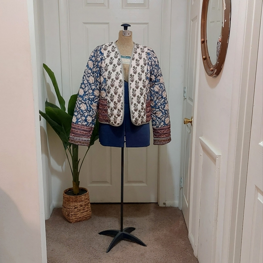 Floral Patterned Open Front Jacket - image 1